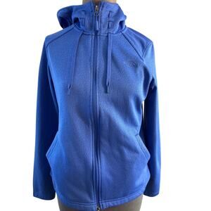 W's North Face hoodie pockets bright blue full zip MED